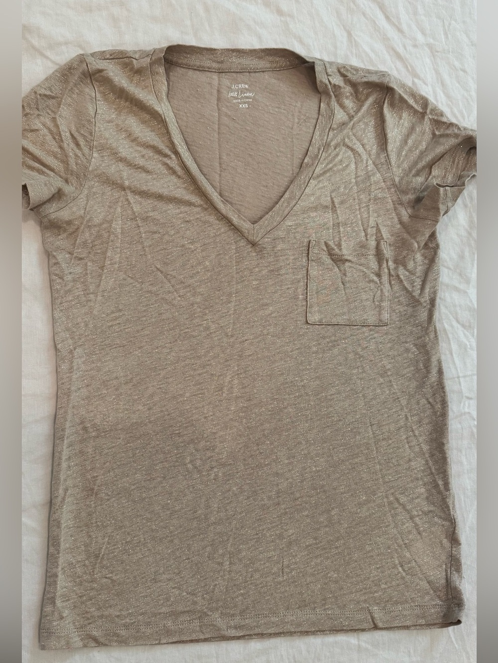 J. Crew Metallic Linen V-Neck Tee